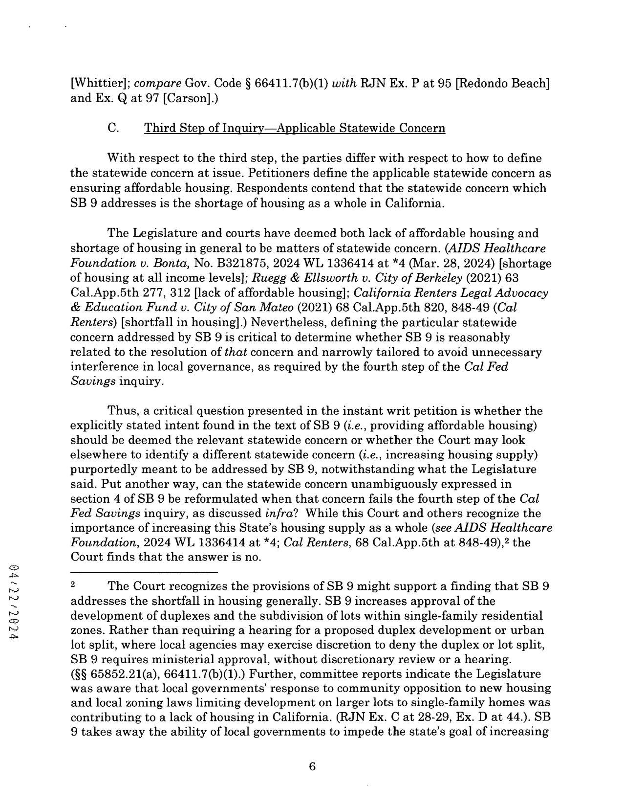 SB9 is officially unconstitutional in the State of California! Charter Cities no longer have to comply with this California State law on allegedly affordable housing. mayor Nils Nehrenheim