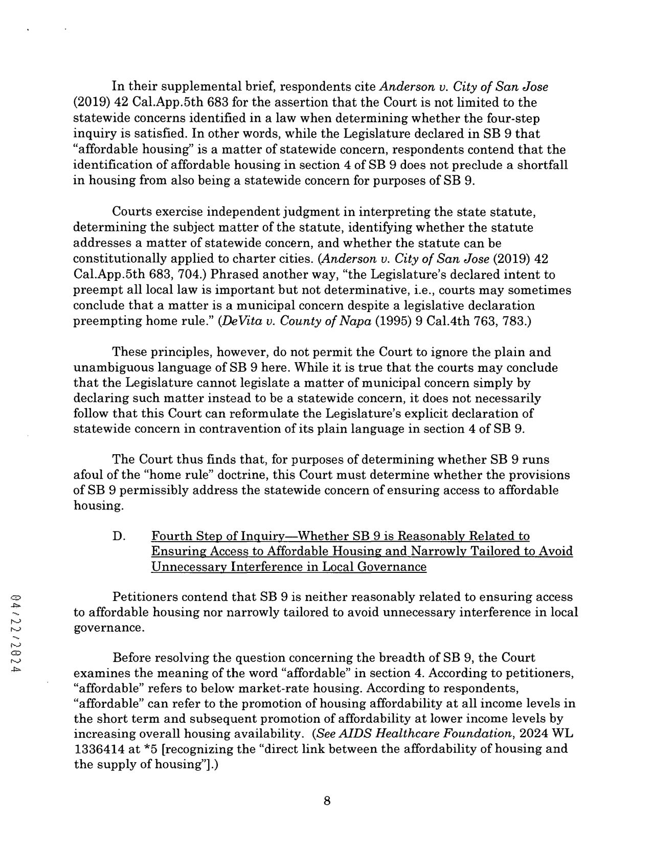 SB9 is officially unconstitutional in the State of California! Charter Cities no longer have to comply with this California State law on allegedly affordable housing. mayor Nils Nehrenheim